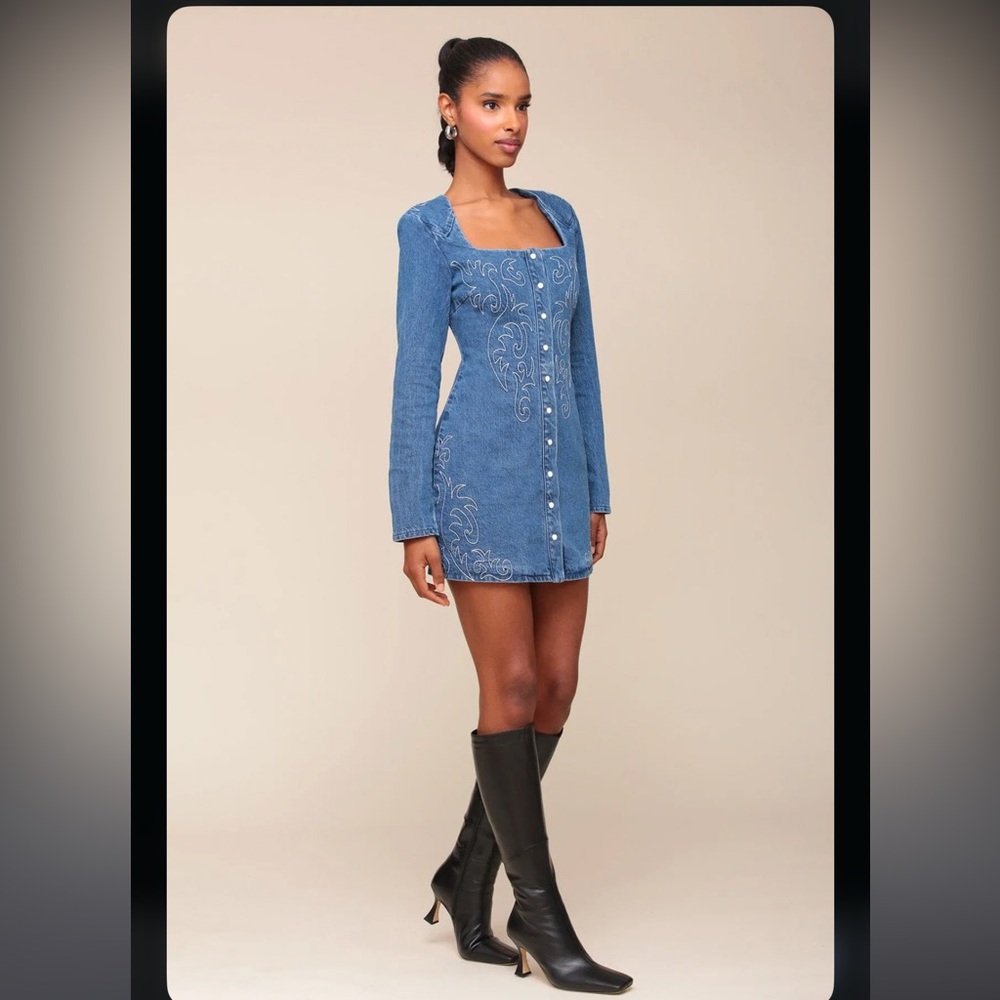Stretch Denim Western Dress